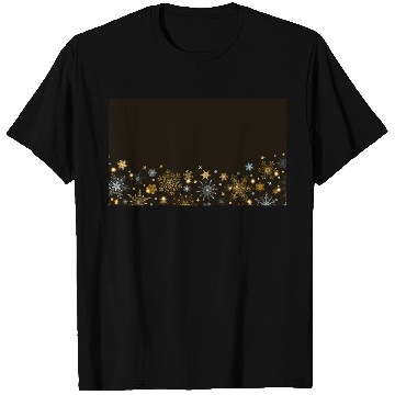 Discover Elegant Snowflakes Black Gold Silver T Shirts