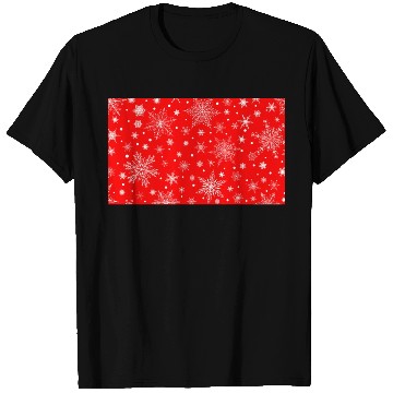 Discover Snowflakes Pattern Red White T Shirts