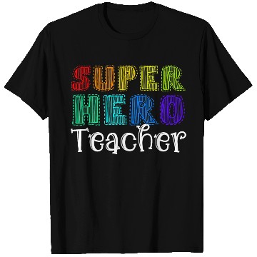 Discover Multicolor Retro Teacher Superhero T Shirts
