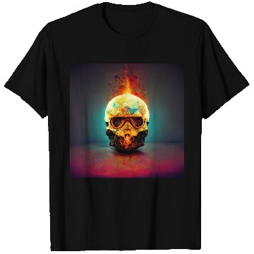 Discover Extremely Realistic Skull in Abstract Art T Shirts