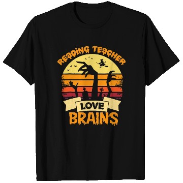 Discover Reading Teachers Love Brains Zombie Halloween T Shirts