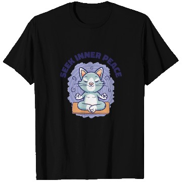 Discover Serenity Cat Yoga Cat Owner Meditation Yoga Fan T Shirts