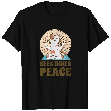 Discover Serenity Cat Yoga Cat Owner Meditation Yoga Fan T Shirts