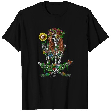 Discover Skeleton Hippie Psychedelic Sunflower Nature Flora T Shirts