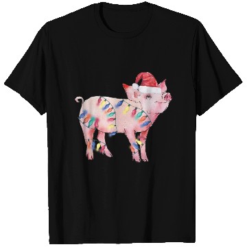 Discover Santa Pig Christmas Lights Pig Lover Christmas T Shirts