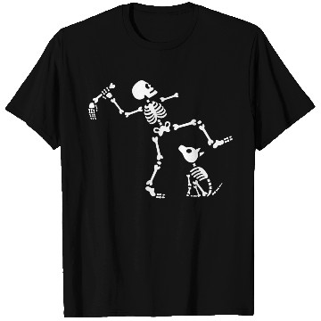 Discover Funny Fetch Bone Pet Dog Walking Skeleton Dog Love T Shirts