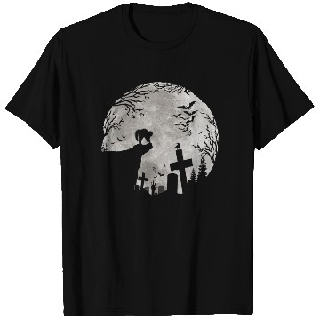Discover Halloween Black Cat Werewolf Full Moon Bats trick T Shirts