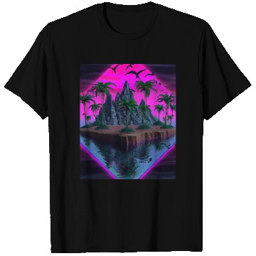 Discover Vaporwave Aesthetic Tropic Island With Palms And T Shirts