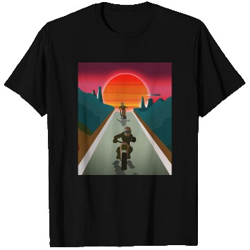Discover Dirt Bike Rider Sunset Mountain Road T Shirts
