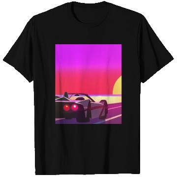 Discover Synthwave Outrun Sports Car Beach Sunset T Shirts
