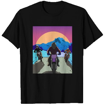Discover Dirt Bike Rider Sunset Mountain Road T Shirts