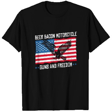 Discover Beer Bacon Motorcycle Guns And Freedom US Flag T Shirts