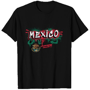 Discover Mexico flag graffiti design T Shirts