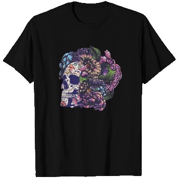 Discover Halloween Sugar Skull And Flowers T Shirts