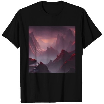Discover Red Mountains on a Alien Planet T Shirts