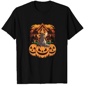 Discover Witch Hat Cat On Creepy Monster Pumkin Faces A T Shirts