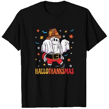Discover Happy Hallothanksmas Halloween Thanksgiving Santa T Shirts