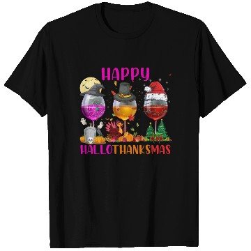 Discover Happy Hallothanksmas Wine Lover Halloween Thankful T Shirts