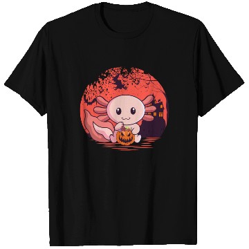 Discover Candy Eating Axolotl Pumpkin Halloween T Shirts