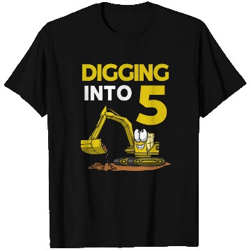 Discover Excavator Driver Digging Into 5 Birthday Excavator T Shirts