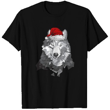 Discover Grey Wolf Christmas Santa Hat Wolves Lover Wolfmas T Shirts