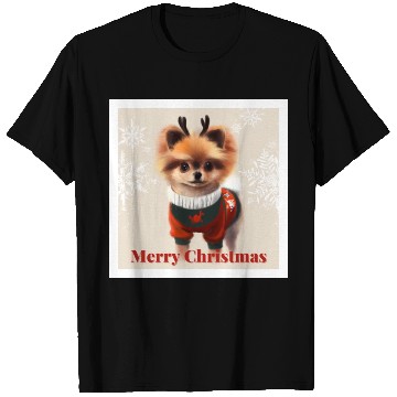 Discover Sweet Miniature Spitz pomeranian in a Christmas. T Shirts