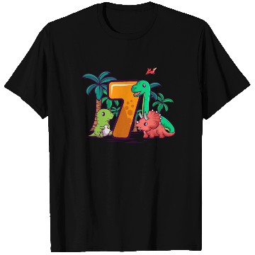Discover 7th Birthday Trex Triceratops Dinosaur 7 Year T Shirts