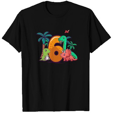 Discover 6th Birthday Trex Triceratops Dinosaur 6 Year T Shirts