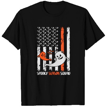 Discover Groovy Halloween Spooky Season Squad US Flag T Shirts