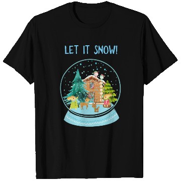 Discover Let It Snow Snowglobe Village Owls Deer T Shirts