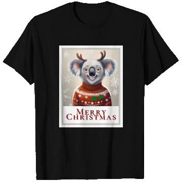Discover Portrait of a happy koala bear in a Christmas T Shirts