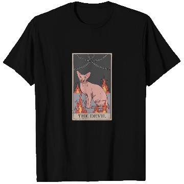 Discover Hairless Cat Devil Tarot Card Design T Shirts