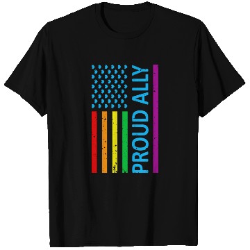 Discover Proud Ally LGBT Supporter Gay Pride Rainbow Flag T Shirts