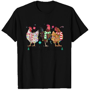 Discover Merry Christmas Funny Chicken With Christmas Light T Shirts