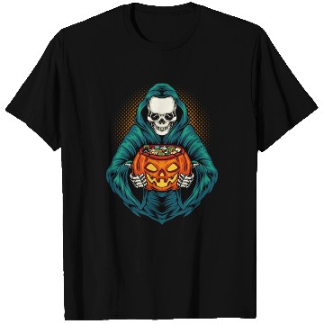 Discover Grim Reaper With Scary Pumpkin - Halloween T Shirts