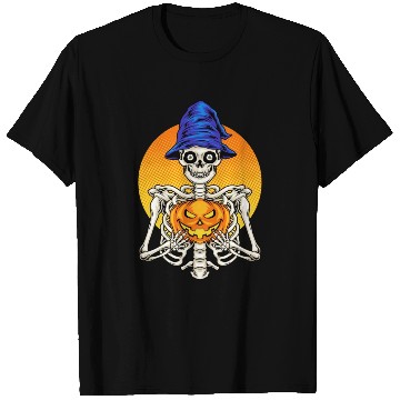 Discover Skeleton Wizard With Scary Pumpkin - Halloween T Shirts