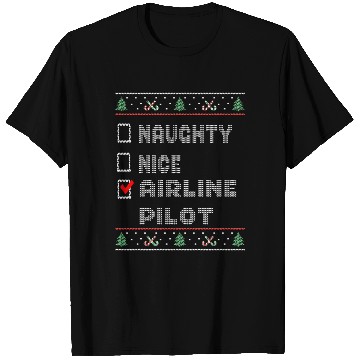 Discover Naughty Nice Airline Pilot, Matching Christmas T Shirts