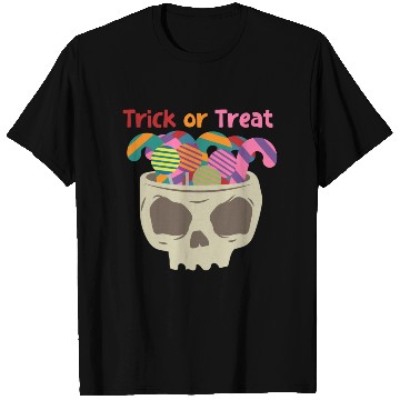 Discover Halloween Trick or Treat scary Skull with Candy T Shirts