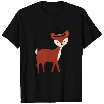 Discover Thanksgiving Deer Wearing Pilgrim Hat T Shirts