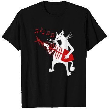 Discover Cat Playing Guitar Music Lover Rock Roll Christmas T Shirts