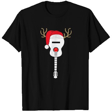 Discover Christmas Guitar santa hat reindeer antlers T Shirts