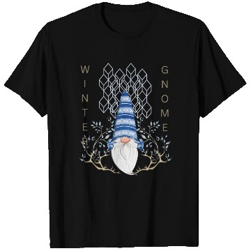 Discover Winter Gnomes Geometric Blue Leafs T Shirts