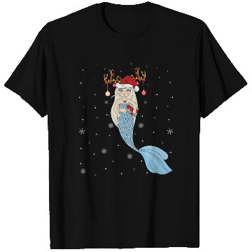 Discover Mermaid Lover Xmas Reindeer Santa Hat Mermaid T Shirts