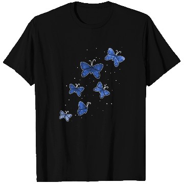 Discover Blue Butterflies Garden Women Butterfly T Shirts