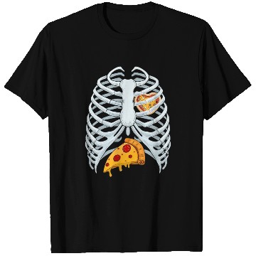 Discover Funny PIzza Skeleton Rib Cage Halloween Costume T Shirts
