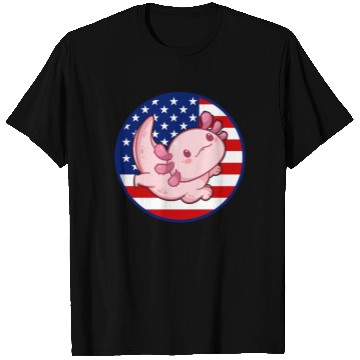 Discover Axolotl American Flag Kawaii Axolotl US Flag Axolo T Shirts