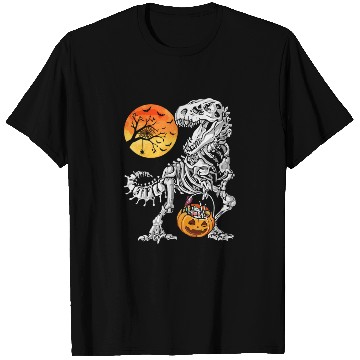 Discover Halloween Boys Dinosaur Skeleton T rex Scary Pumpk T Shirts