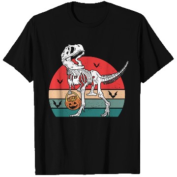Discover Halloween Boys Dinosaur Skeleton T rex Scary Pumpk T Shirts