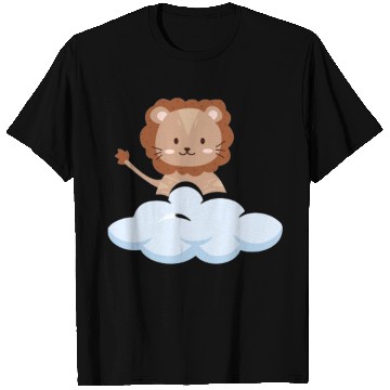 Discover Baby lion flying in the clouds. T Shirts