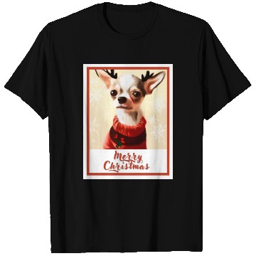 Discover Christmas portrait of a little chihuahua dog. T Shirts